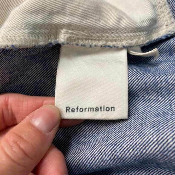 Reformation Benji Zip Raw Hem Bib Overalls in Celtic Women's 6 - Picture 7 of 12